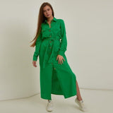 Green casual  large size loose dress.