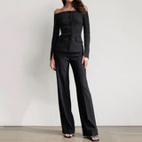 Elegant strapless fitted suit