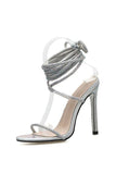 Diamond high heels summer stiletto sandals.