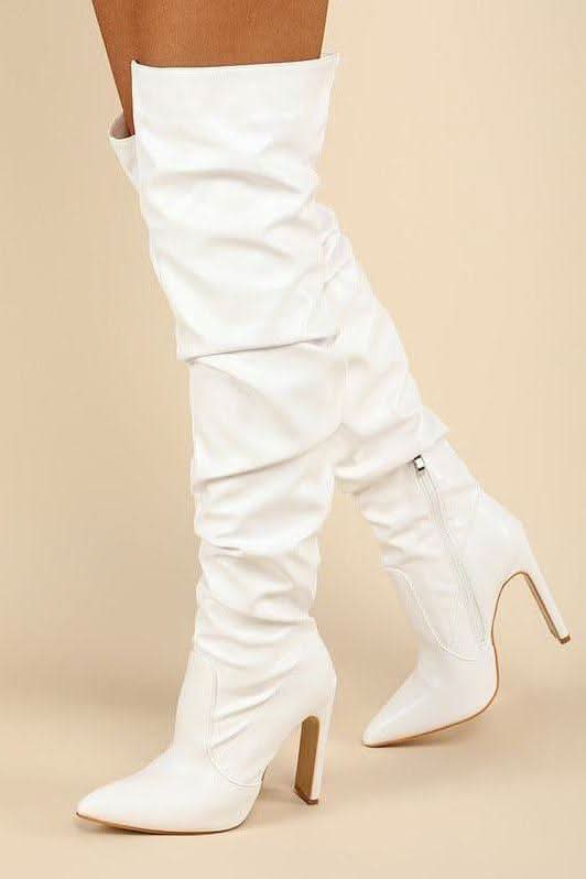 Pointy toe thick high heel over the knee boots - Image 5