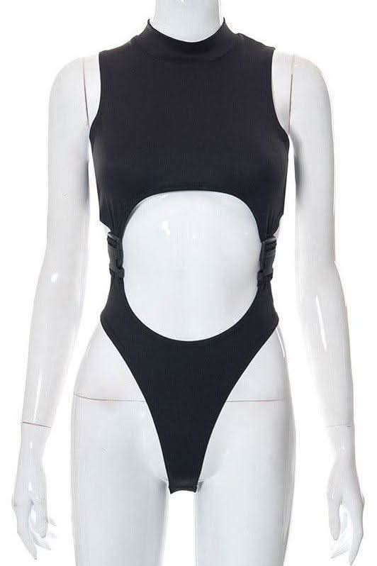 Round neck hollow schoolbag buckle high fork swimsuit - Image 7