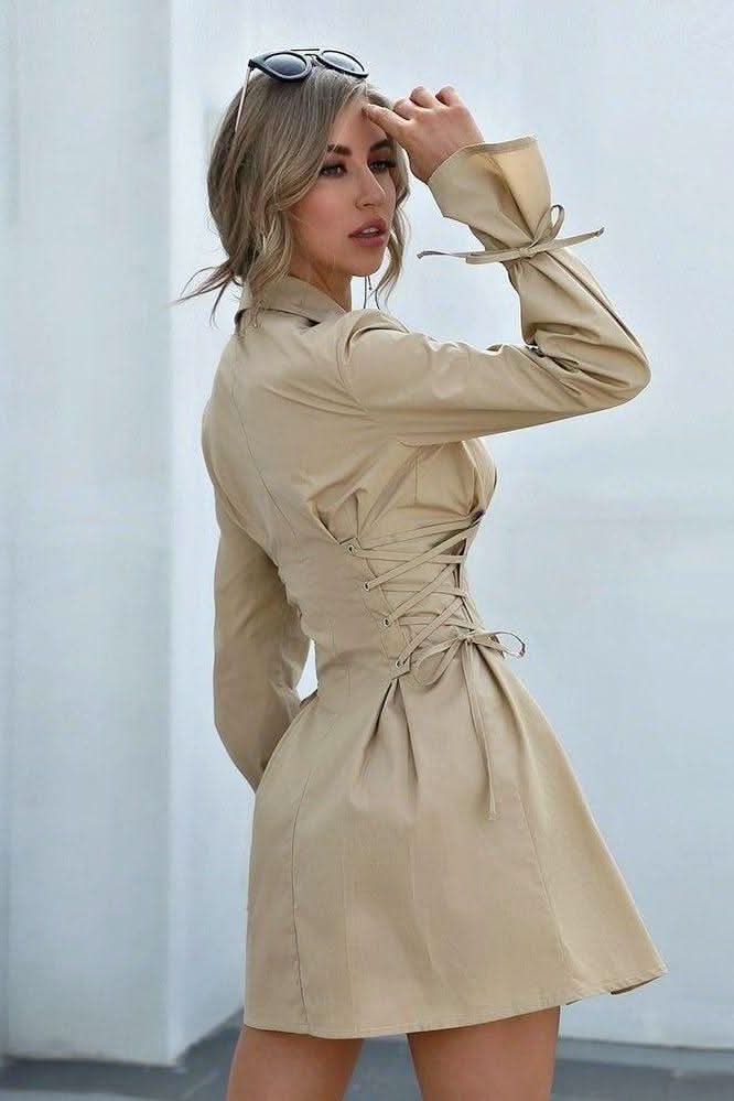 Petal sleeves bandage slimming shirt dress - Image 6