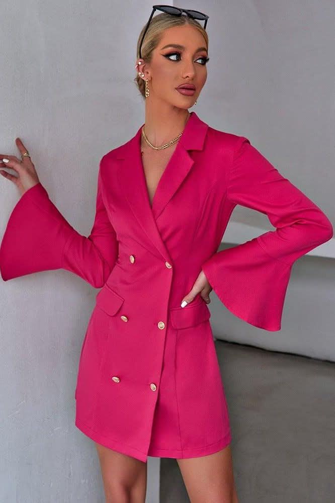 Trumpet sleeve slim dress - Side View