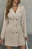 Deep V double-breasted button suit dress.