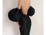 Shoulder-wrapped chest puff sleeve dress - The Woman Concept