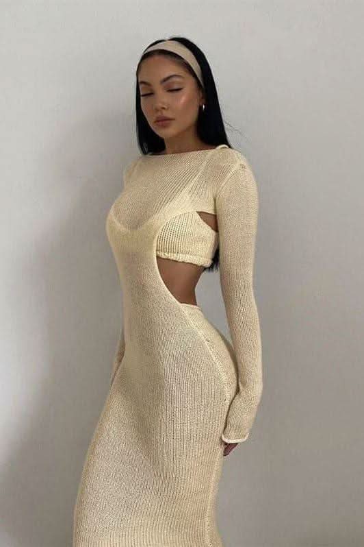 Long-sleeved two-piece dress - Front View
