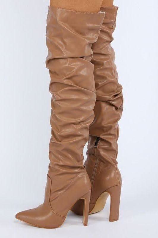 Pointy toe thick high heel over the knee boots - Image 4