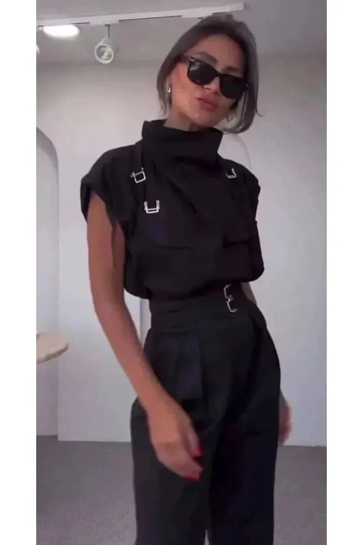 Slim-fit suit with high-neck vest - Side View