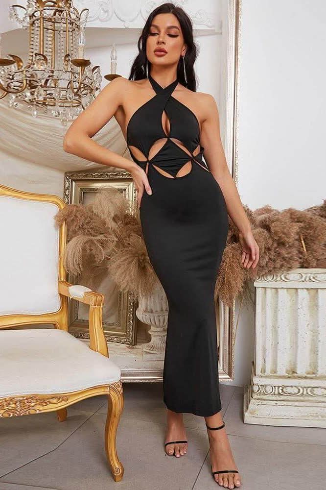 Hollowed out slim fit hip dress - Detail