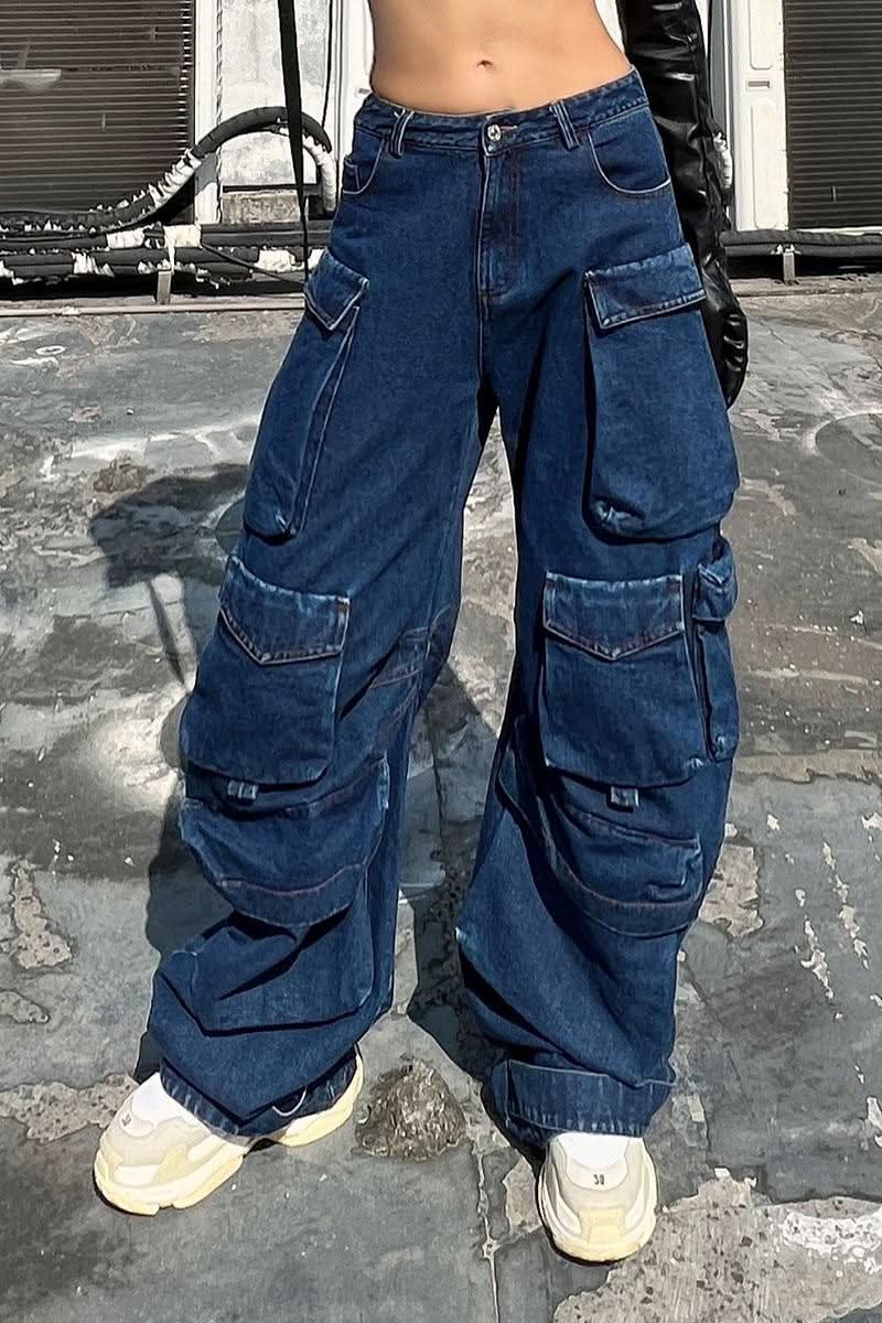 Denim Parachute Loose Pants - Image 4