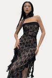 lace double layer tube dress