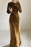 long-sleeved belt slimming hip dress