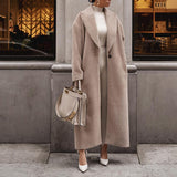 Elegant lapel plush long coat
