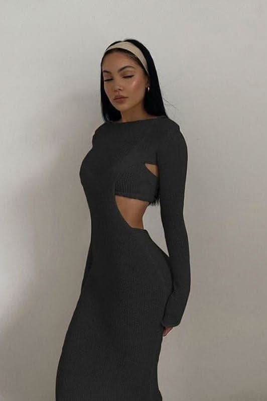 Long-sleeved two-piece dress.