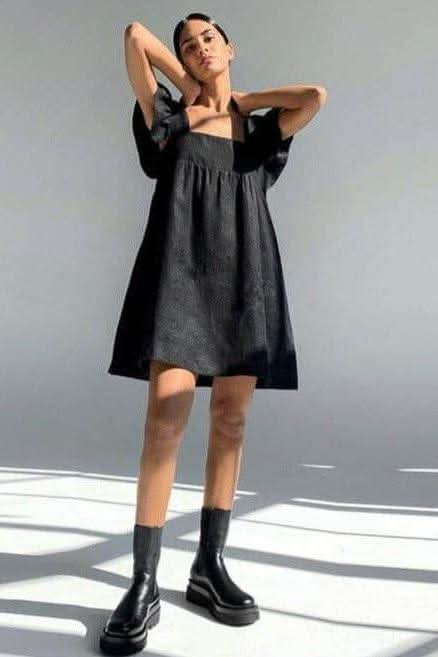 High waist ruffle dress - Front View