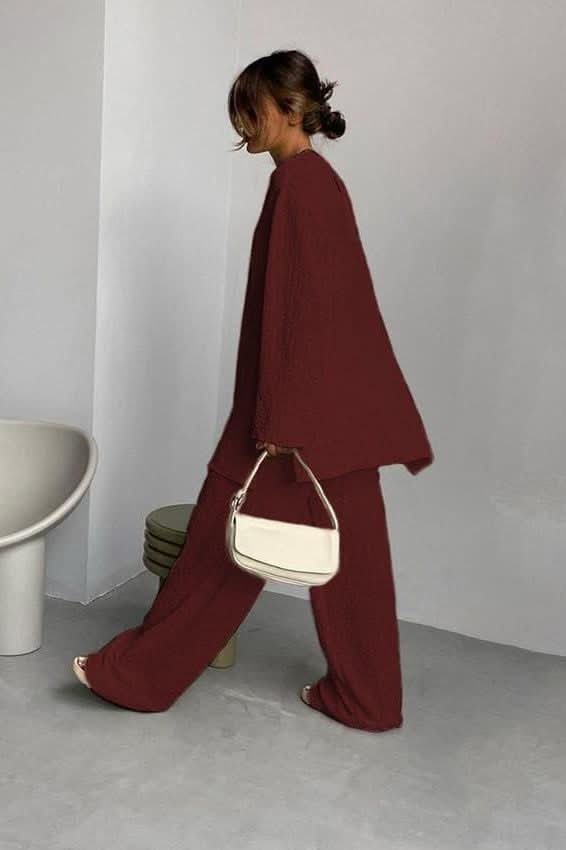 Long-sleeved loose crepe casual suit - Image 5