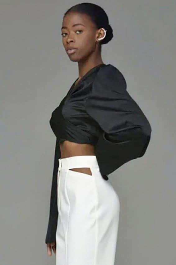 Satin design bow short shirt - Image 4