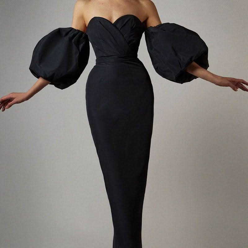 Shoulder-wrapped chest puff sleeve dress - Image 5