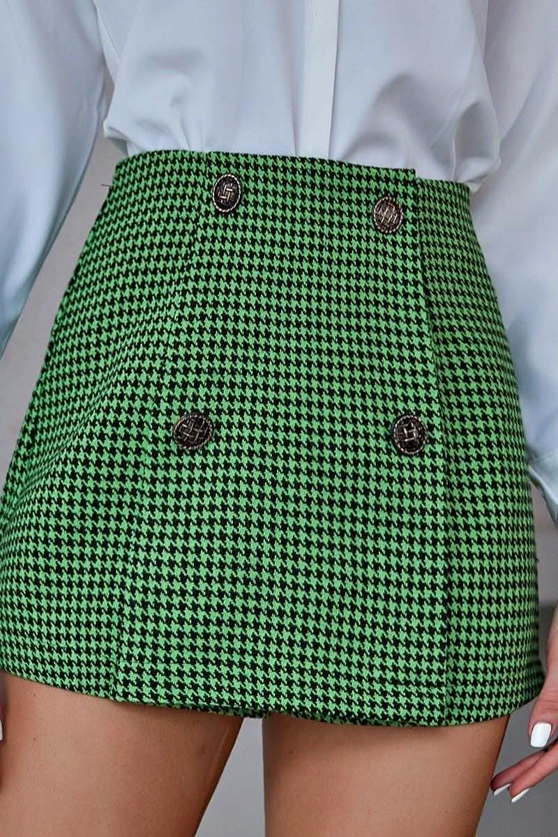 Classic houndstooth high waist A-line skirt - Image 4