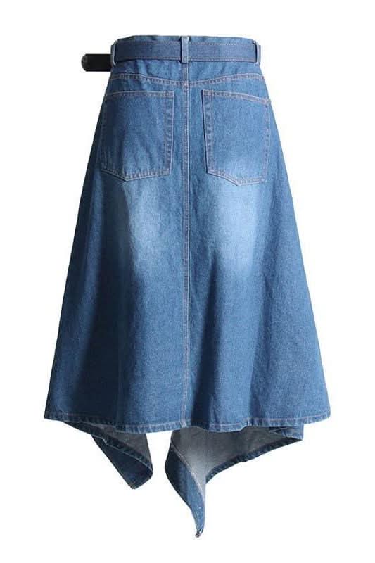 High waist stitching irregular denim skirt - Image 4