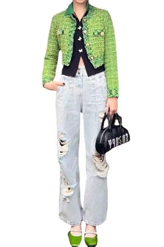 Green Short Wool Jacket - Side View