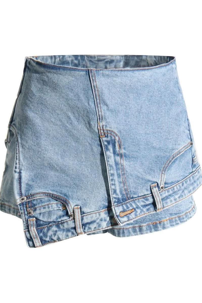 Denim stitching irregular washed old skirt - Image 6