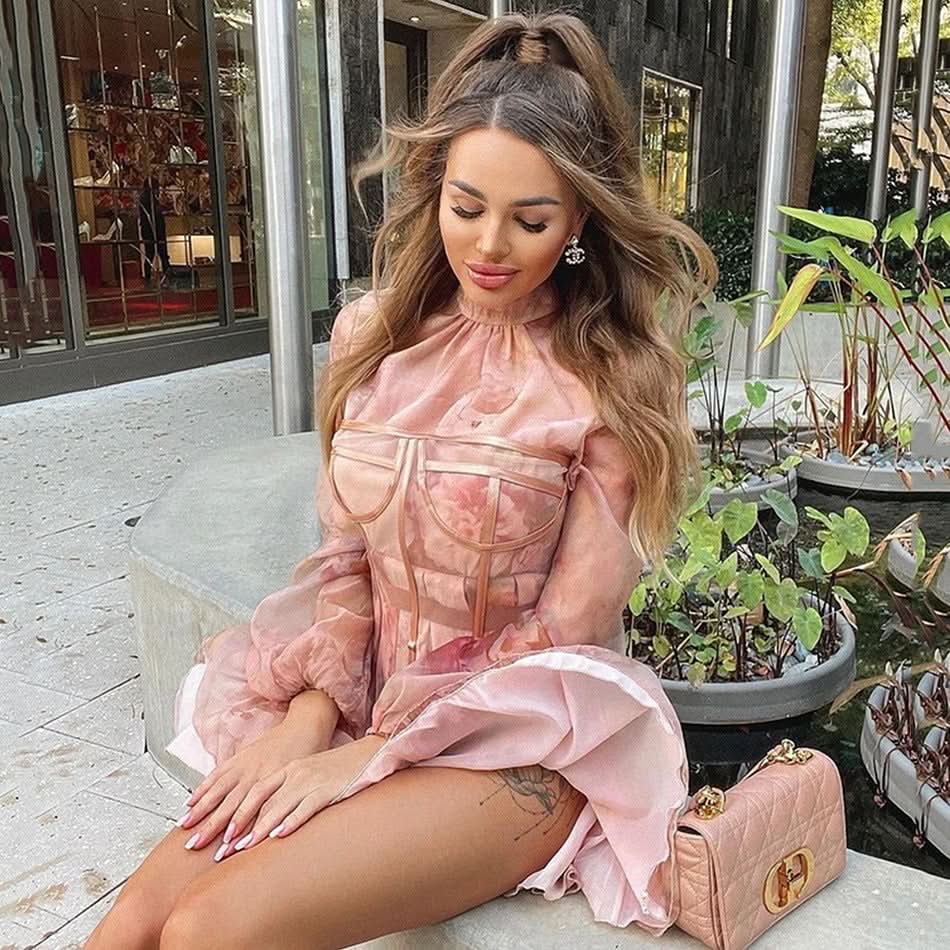 Mesh hollow French dress - Detail