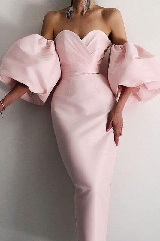 Shoulder-wrapped chest puff sleeve dress - Detail