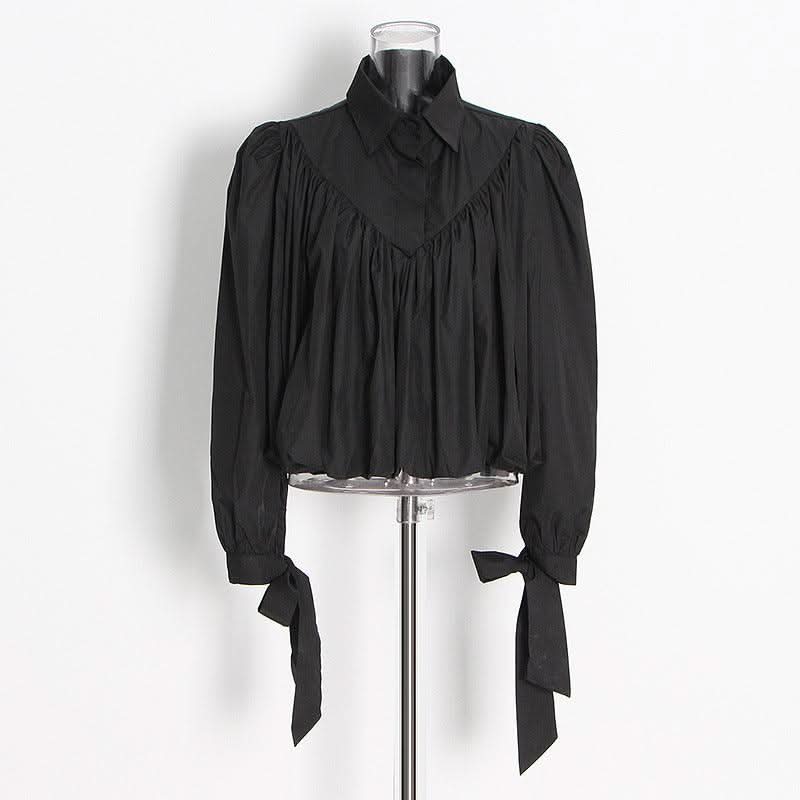 Lace-up design strap waist seal waist shirt - Image 5