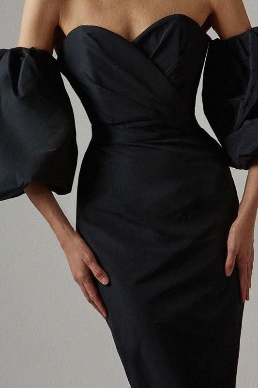 Shoulder-wrapped chest puff sleeve dress - Image 4