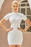 short-sleeved  mid-waist round neck dress