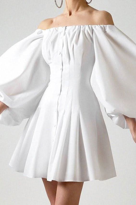Puff sleeve one-shoulder dress - Side View