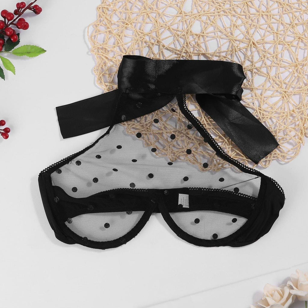Mesh buckle neck wrap chest + hollow panties set - Image 4