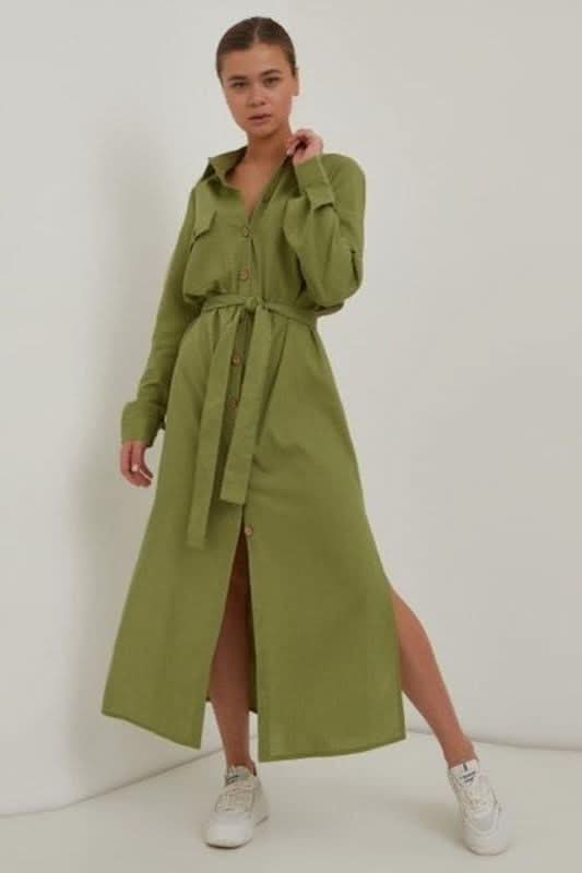 Green casual large size loose dress - Image 4