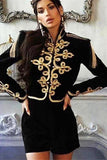 Epaulette Flower Beaded Tassel Jacket Coat