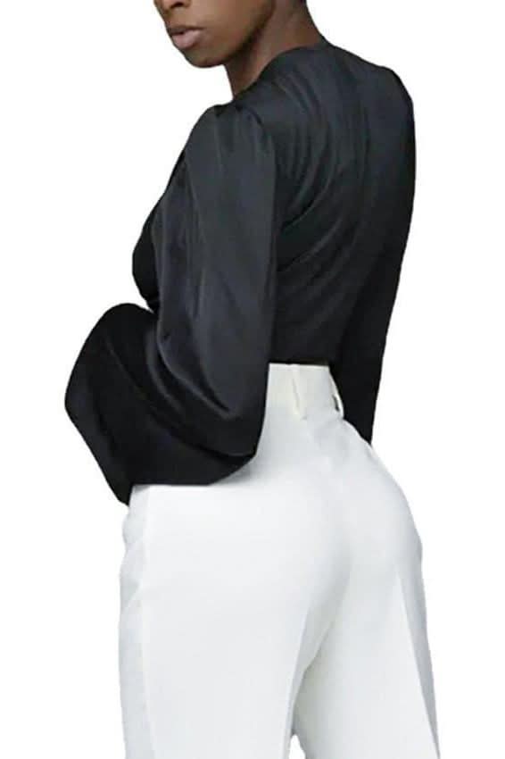 Satin design bow short shirt - Image 5
