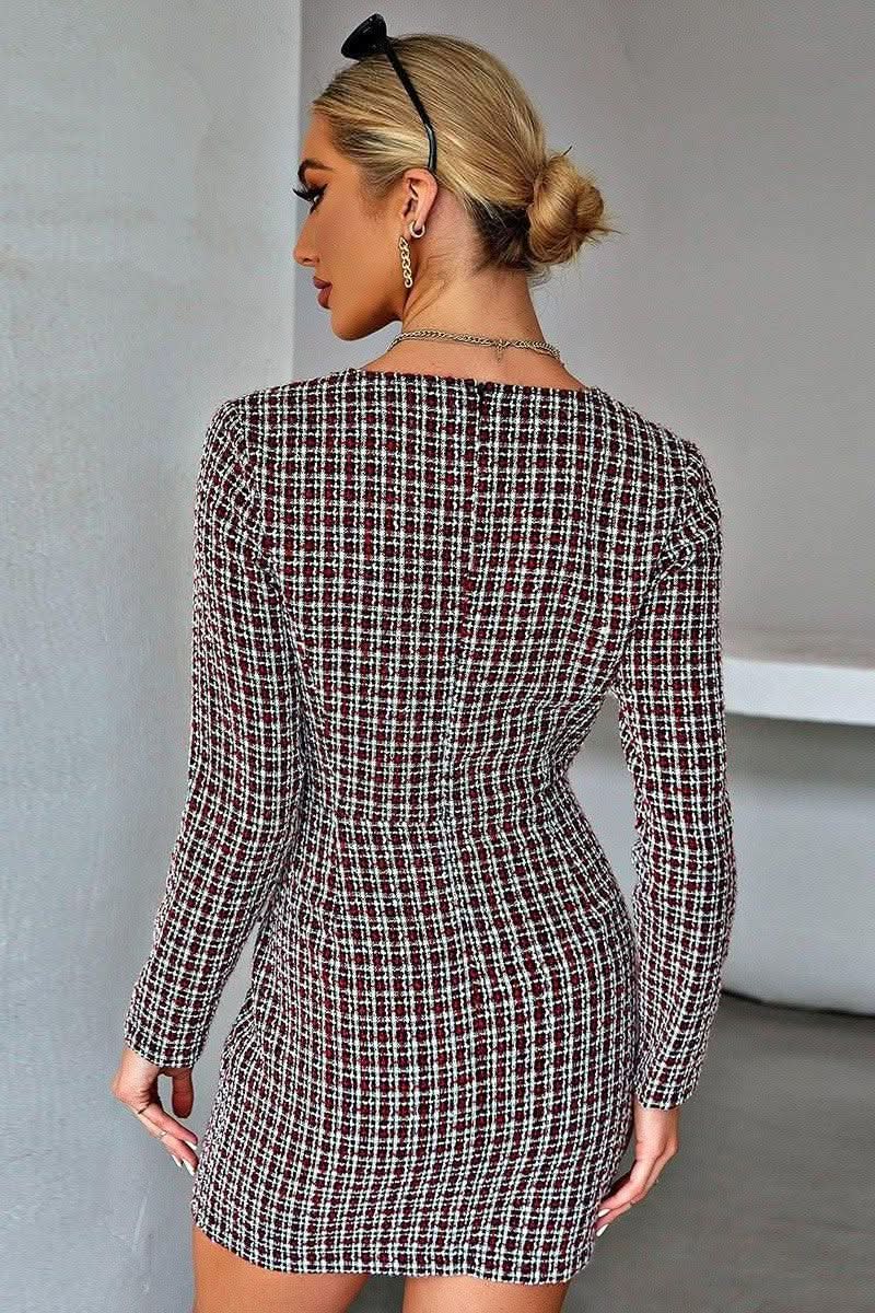 Double-breasted slim waist short dress - Image 4