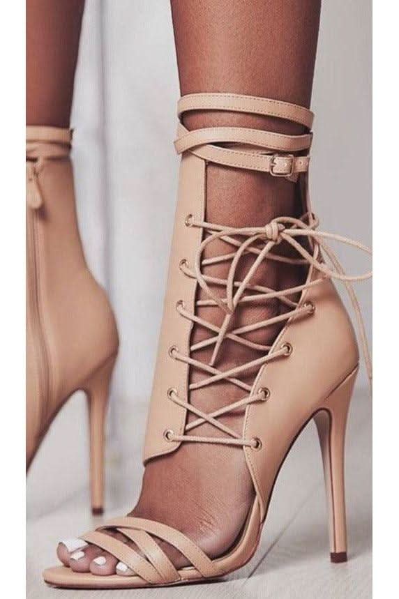 High-heel strap belt buckle sandals - Side View