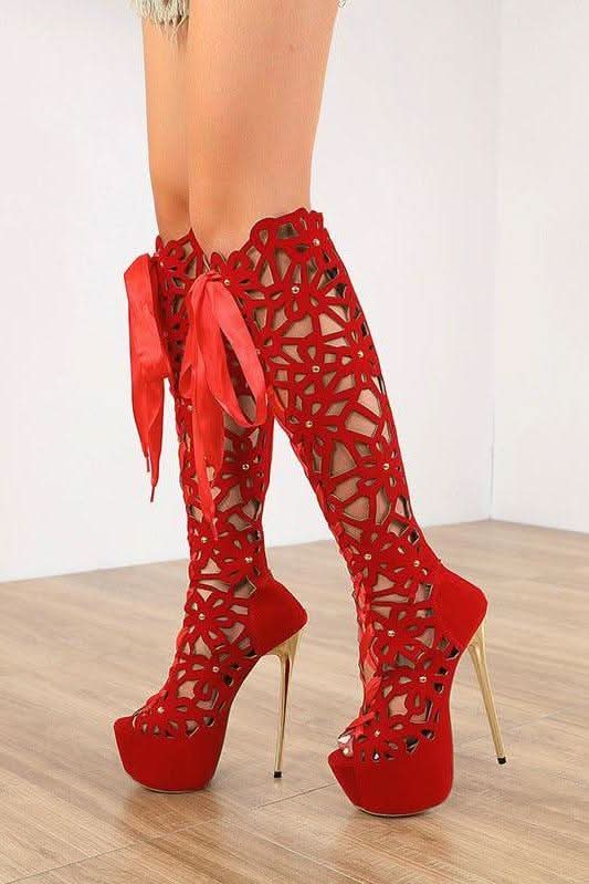 American catwalk high-heeled ribbon sandals - Image 5