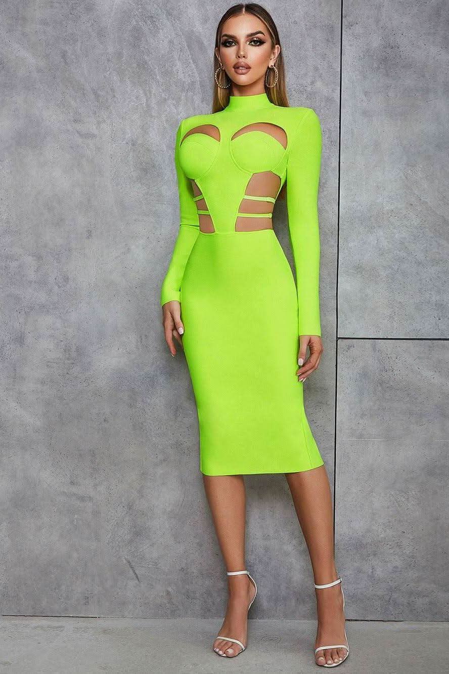 Retro hollow back slit slim long-sleeved dress - Image 5