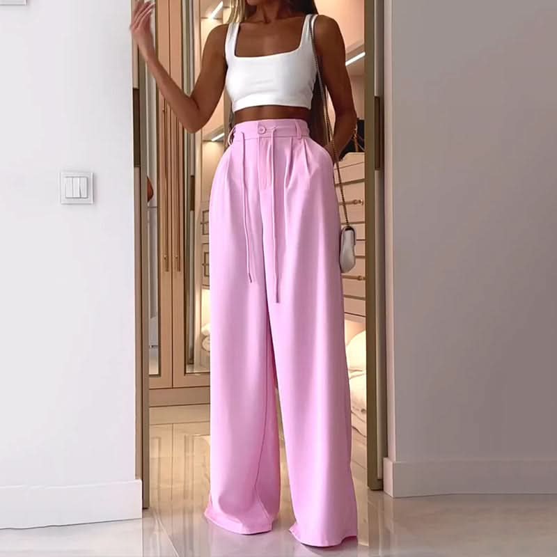 Loose Pink Long Pant and white Crop Top - Image 4