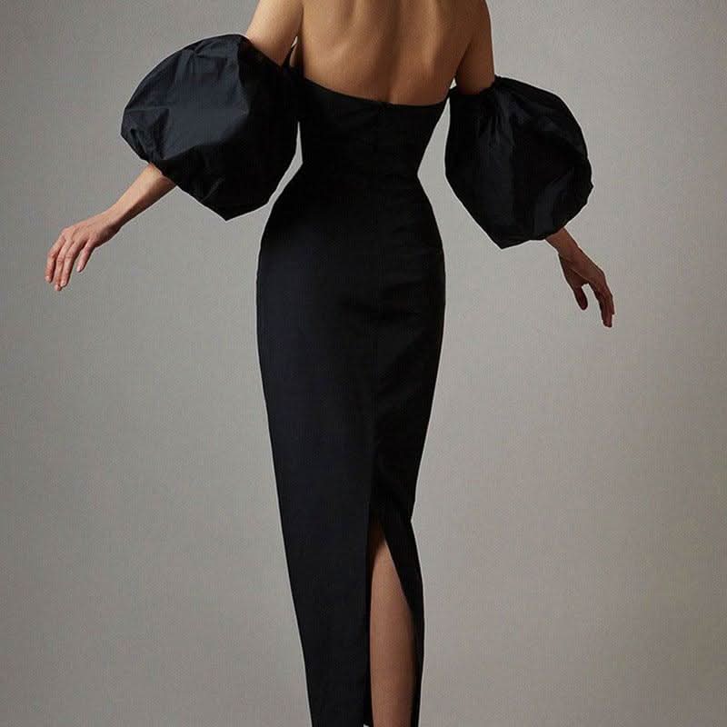 Shoulder-wrapped chest puff sleeve dress - Image 6