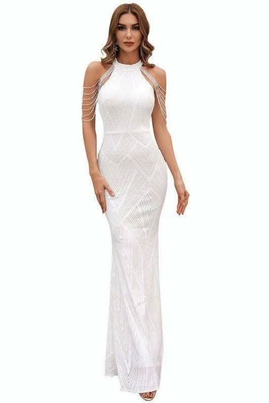 Tassel sequin host fishtail long slim dress - Image 12