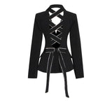 Nails drilled hollow all-match strap jacket