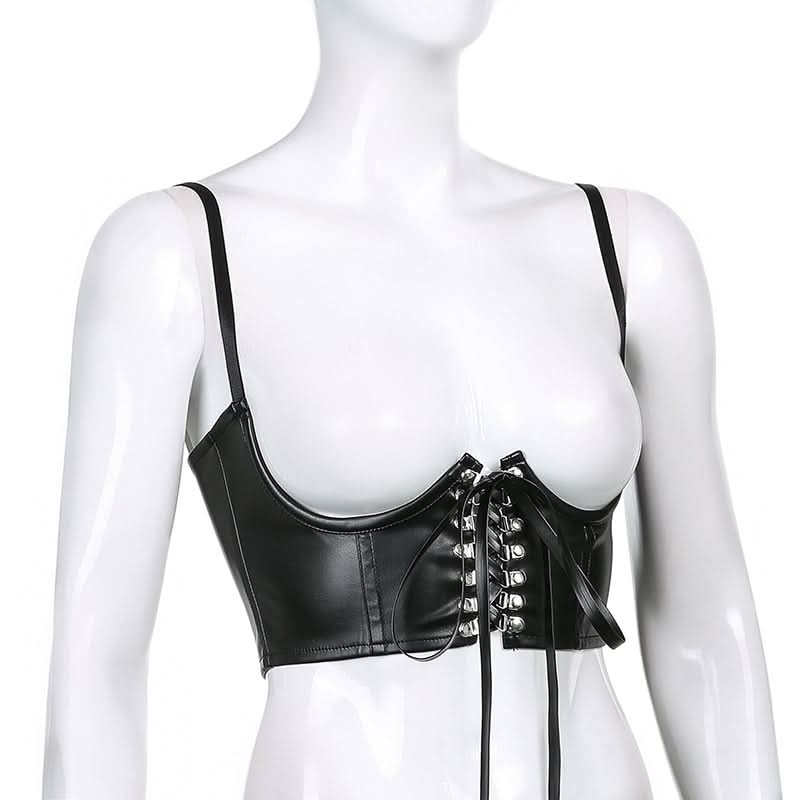 American street style PU leather camisole - Image 7