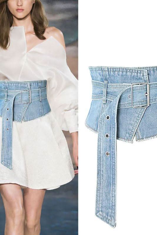 Versatile denim tied belt - Side View