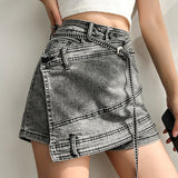 Smokey gray jeans irregular skirt