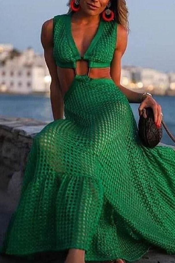 Green mesh dress - Side View