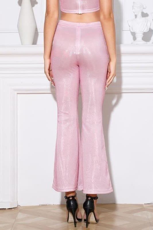 Long Wide Leg pink pants - the woman concept