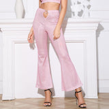 Long Wide Leg pink pants - the woman concept